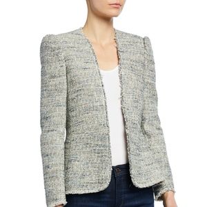 NWT Rebecca Taylor Tweed Peplum Gray Jacket Size 0
